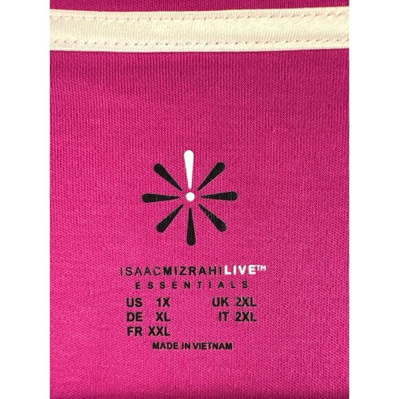 Isaac Mizrahi Live! Essentials Womens Pink T-Shirt 1X Cotton Blend Crew Neck Sho - Picture 6 of 6